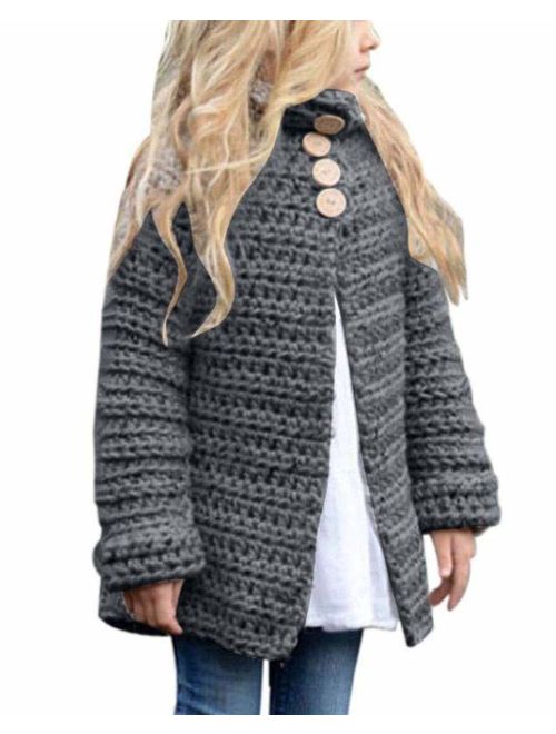 Toddler Baby Girls Autumn Winter Clothes Button Knitted Sweater Cardigan Cloak Warm Thick Coat