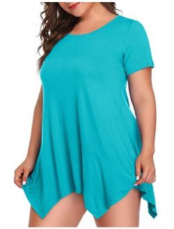 BELAROI Womens Basic Solid Loose Fit Short Sleeve Tunic T Shirt