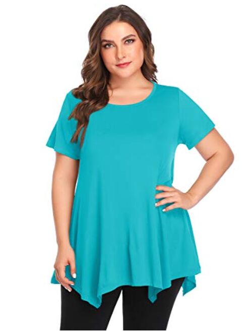 BELAROI Womens Basic Solid Loose Fit Short Sleeve Tunic T Shirt