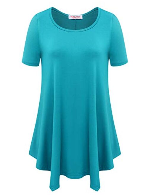 BELAROI Womens Basic Solid Loose Fit Short Sleeve Tunic T Shirt