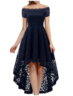 Dressystar Women's Lace Off Shoulder Cocktail Hi-Lo Bridesmaid Swing Dress