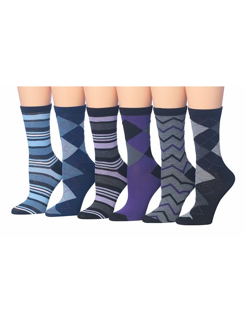 Tipi Toe Women's 12 Pairs Colorful Patterned Crew Socks