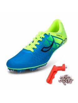 Mens Womens Boys Girls Spikes Athletics Racing Running Shoes Track and Field Sneaker ...