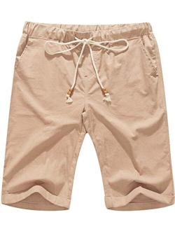 Boisouey Men's Solid Drawstring Closure Relaxed Fit Casual Classic Fit Short