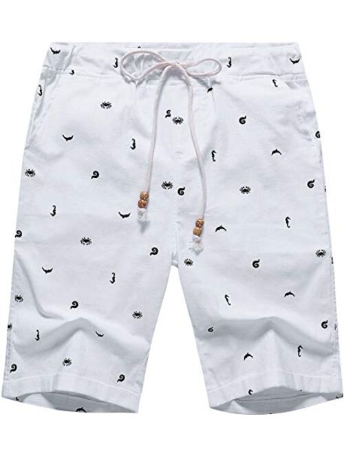 Boisouey Men's Solid Drawstring Closure Relaxed Fit Casual Classic Fit Short