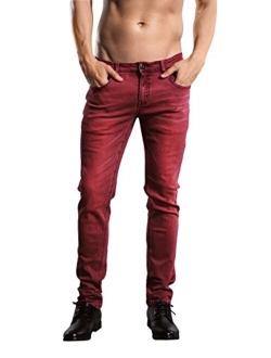 Slim Fit Jeans, Men's Younger-Looking Fashionable Colorful Super Comfy Stretch Skinny Fit Denim Jeans...