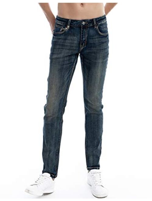 ZLZ Slim Fit Jeans, Men's Younger-Looking Fashionable Colorful Super Comfy Stretch Skinny Fit Denim Jeans...