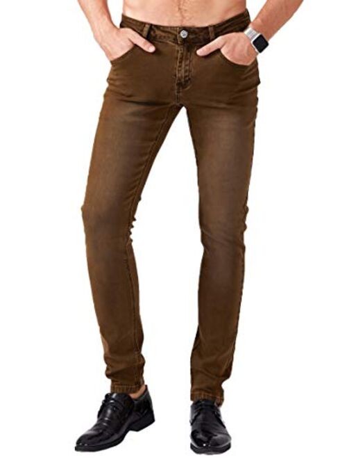 ZLZ Slim Fit Jeans, Men's Younger-Looking Fashionable Colorful Super Comfy Stretch Skinny Fit Denim Jeans...