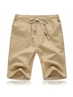 Mens Shorts Casual Drawstring Summer Beach Shorts with Elastic Waist and Pockets