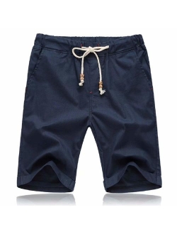 Mens Shorts Casual Drawstring Summer Beach Shorts with Elastic Waist and Pockets