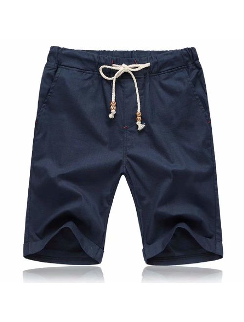 Tansozer Mens Shorts Casual Drawstring Summer Beach Shorts with Elastic Waist and Pockets