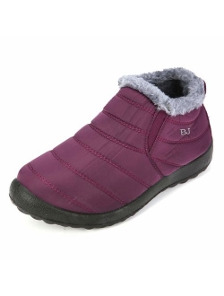 gracosy Warm Snow Boots, Winter Warm Ankle Boots, Fur Lining Boots,Waterproof Thickening Winter Shoes