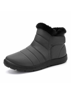 gracosy Warm Snow Boots, Winter Warm Ankle Boots, Fur Lining Boots,Waterproof Thickening Winter Shoes