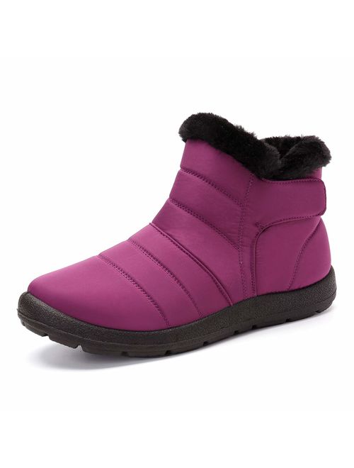 gracosy Warm Snow Boots, Winter Warm Ankle Boots, Fur Lining Boots,Waterproof Thickening Winter Shoes