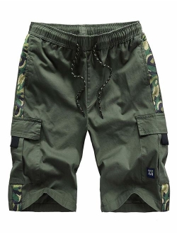 APTRO Men's Cargo Shorts Elastic Waist Twill Relaxed Fit Multi-Pockets Outdoor Casual Shorts