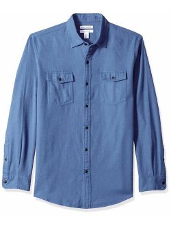 Men's Regular-Fit Long-Sleeve Solid Flannel Shirt