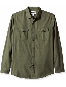 Men's Regular-Fit Long-Sleeve Solid Flannel Shirt