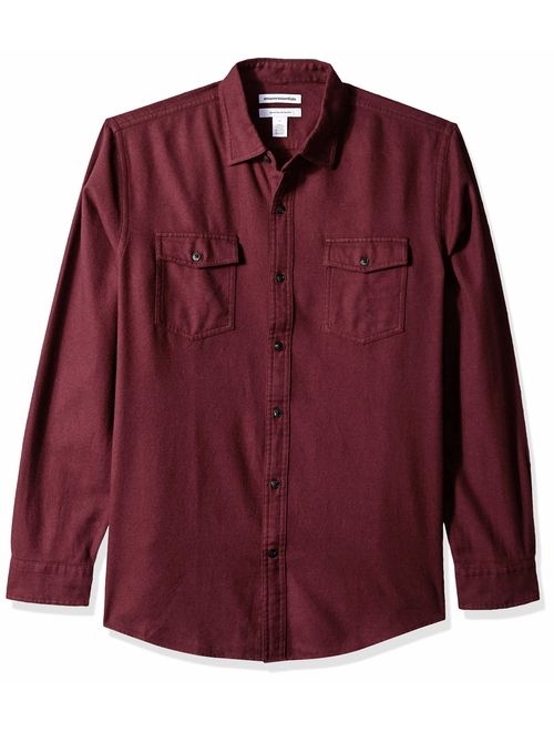 Amazon Essentials Men's Regular-Fit Long-Sleeve Solid Flannel Shirt