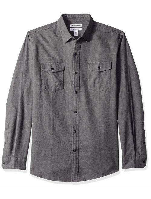 Amazon Essentials Men's Regular-Fit Long-Sleeve Solid Flannel Shirt