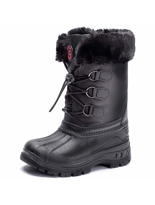 HOBIBEAR Kids Winter Snow Boots Waterproof Outdoor Warm Faux Fur Lined Shoes