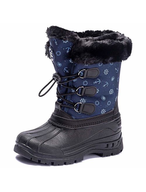 HOBIBEAR Kids Winter Snow Boots Waterproof Outdoor Warm Faux Fur Lined Shoes