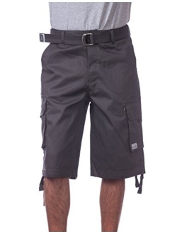 Men's Cotton Twill Cargo Shorts with Belt - Regular and Big and Tall Sizes