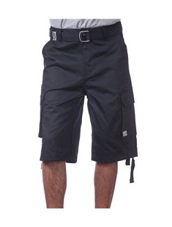 Men's Cotton Twill Cargo Shorts with Belt - Regular and Big and Tall Sizes