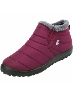 L-RUN Womens Mens Snow Boots Fur Lined Winter Snow Booties Outdoor Footwear