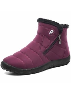 L-RUN Womens Mens Snow Boots Fur Lined Winter Snow Booties Outdoor Footwear