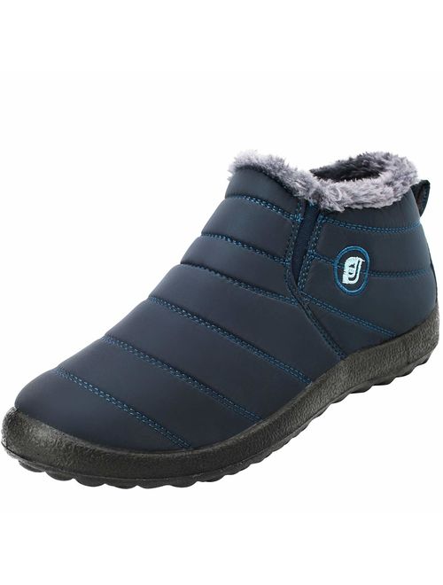 L-RUN Womens Mens Snow Boots Fur Lined Winter Snow Booties Outdoor Footwear