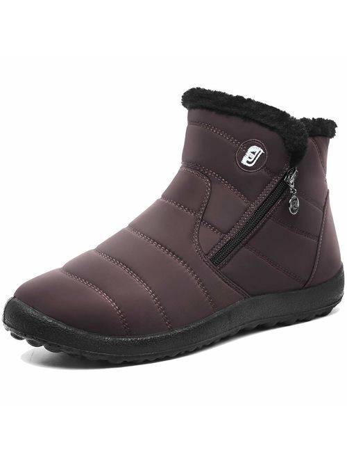 L-RUN Womens Mens Snow Boots Fur Lined Winter Snow Booties Outdoor Footwear