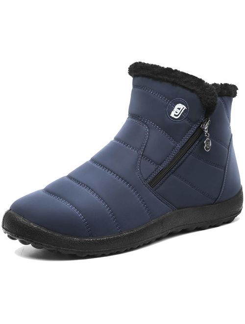 L-RUN Womens Mens Snow Boots Fur Lined Winter Snow Booties Outdoor Footwear