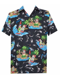 Hawaiian Christmas Santa Claus Party Aloha Holiday Beach Short Sleeve Shirts