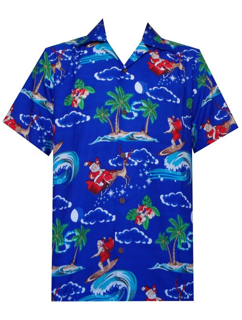 Hawaiian Christmas Santa Claus Party Aloha Holiday Beach Short Sleeve Shirts