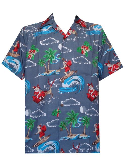 Hawaiian Christmas Santa Claus Party Aloha Holiday Beach Short Sleeve Shirts