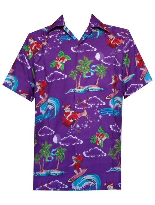 Hawaiian Christmas Santa Claus Party Aloha Holiday Beach Short Sleeve Shirts