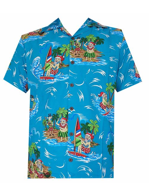 Hawaiian Christmas Santa Claus Party Aloha Holiday Beach Short Sleeve Shirts