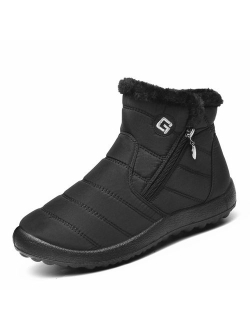 Ginjang Women Winter Snow Boots Warm Ankle Boots Anti-Slip Waterproof Winter Shoes Slip On Booties Sneakers