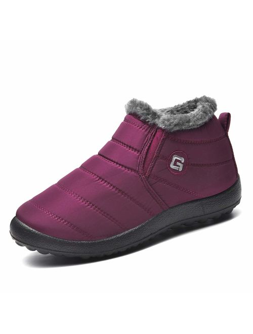 Ginjang Women Winter Snow Boots Warm Ankle Boots Anti-Slip Waterproof Winter Shoes Slip On Booties Sneakers