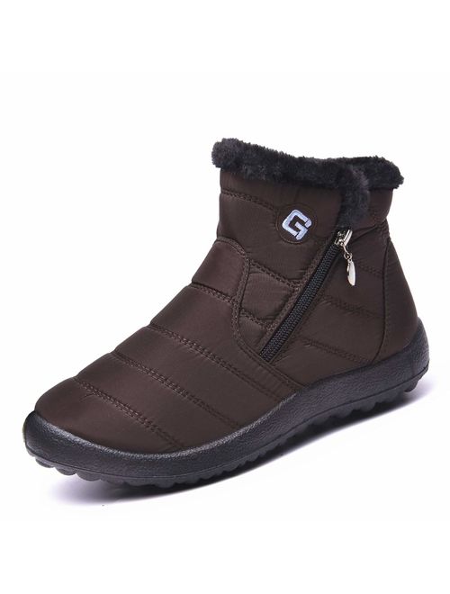 Ginjang Women Winter Snow Boots Warm Ankle Boots Anti-Slip Waterproof Winter Shoes Slip On Booties Sneakers