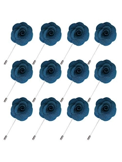 JLIKA Lapel Flower Pin Rose for Wedding Boutonniere Stick (Set of 12 PINS)