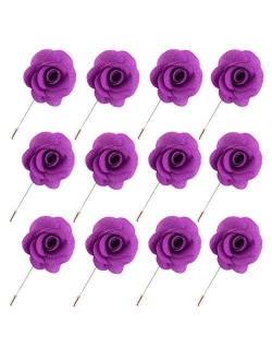 JLIKA Lapel Flower Pin Rose for Wedding Boutonniere Stick (Set of 12 PINS)