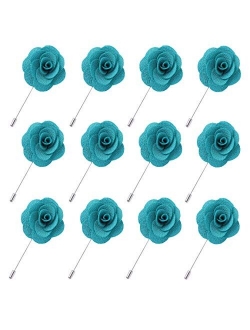 JLIKA Lapel Flower Pin Rose for Wedding Boutonniere Stick (Set of 12 PINS)