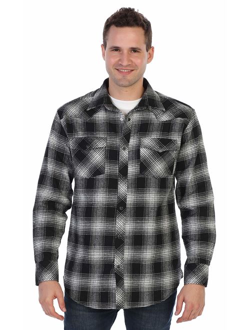 Gioberti Men's Western Brushed Flannel Plaid Checkered Shirt w/Snap-on Button