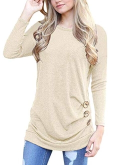 MOLERANI Women's Casual Long Sleeve Round Neck Loose Tunic T Shirt Blouse Tops