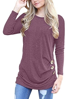 MOLERANI Women's Casual Long Sleeve Round Neck Loose Tunic T Shirt Blouse Tops