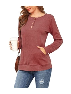 MOLERANI Women's Casual Long Sleeve Round Neck Loose Tunic T Shirt Blouse Tops