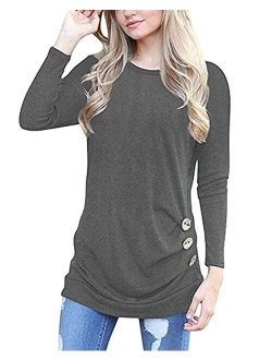 MOLERANI Women's Casual Long Sleeve Round Neck Loose Tunic T Shirt Blouse Tops