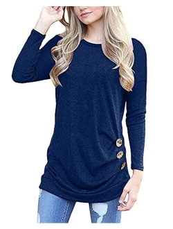 MOLERANI Women's Casual Long Sleeve Round Neck Loose Tunic T Shirt Blouse Tops