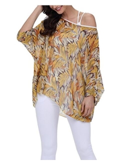 iNewbetter Womens Floral Batwing Sleeve Chiffon Beach Loose Blouse Tunic Tops